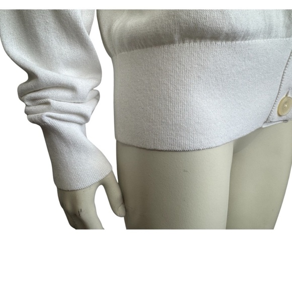 J. CREW bright white Summer v-neck cardigan cotton viscose women’s size large - Picture 6 of 10